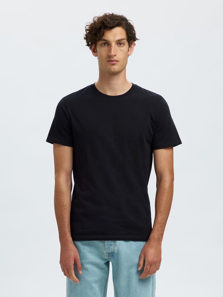 Selected 5 PACK CREWNECK T-SHIRT, Black, highres - 16098111_Black_003.jpg