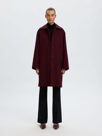 WOOL BLEND LONG COAT, Tawny Port, highres