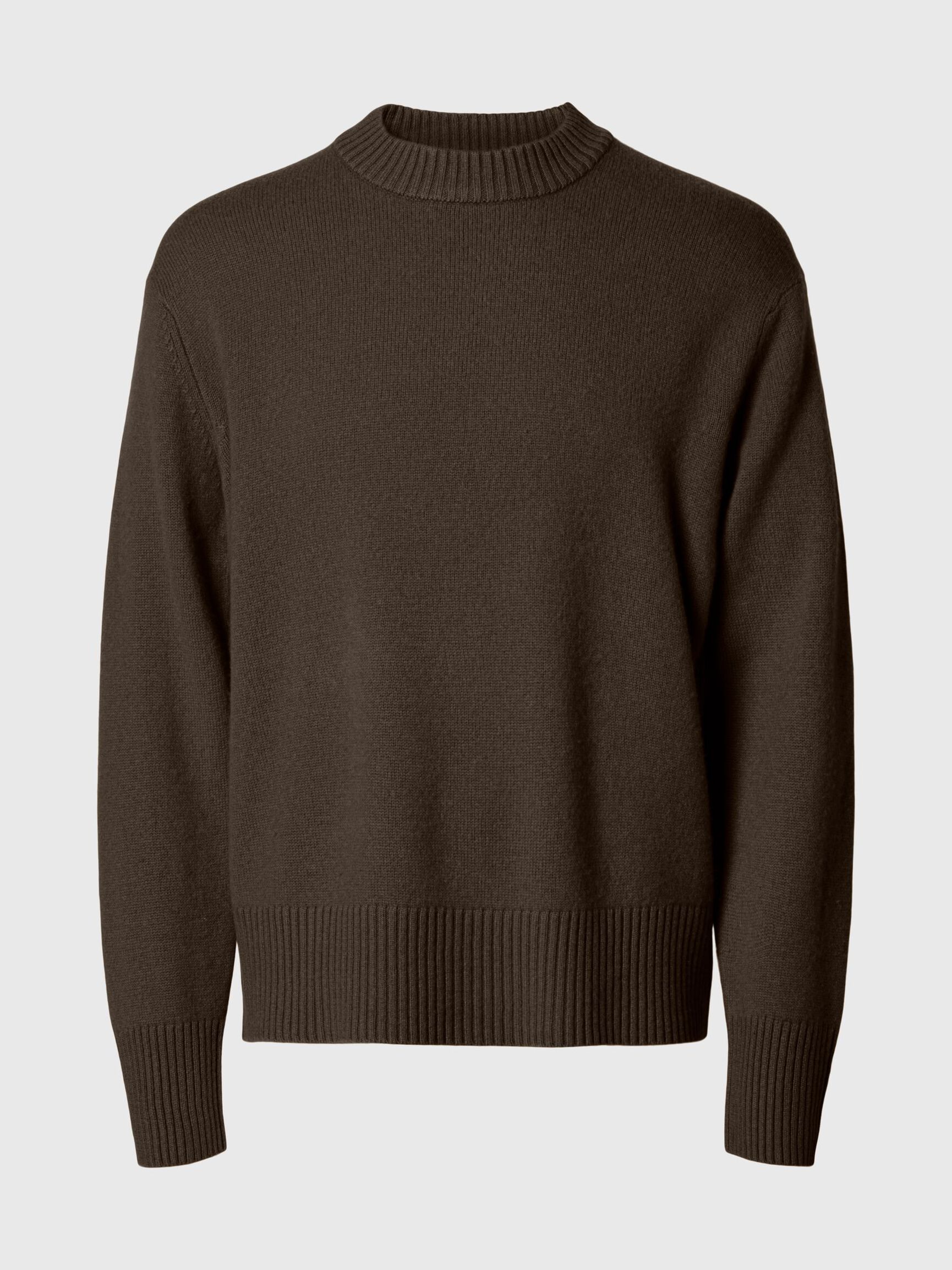 CASHMERE BLEND KNITTED PULLOVER, Demitasse, highres