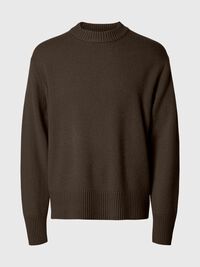 CASHMERE BLEND KNITTED PULLOVER, Demitasse, highres