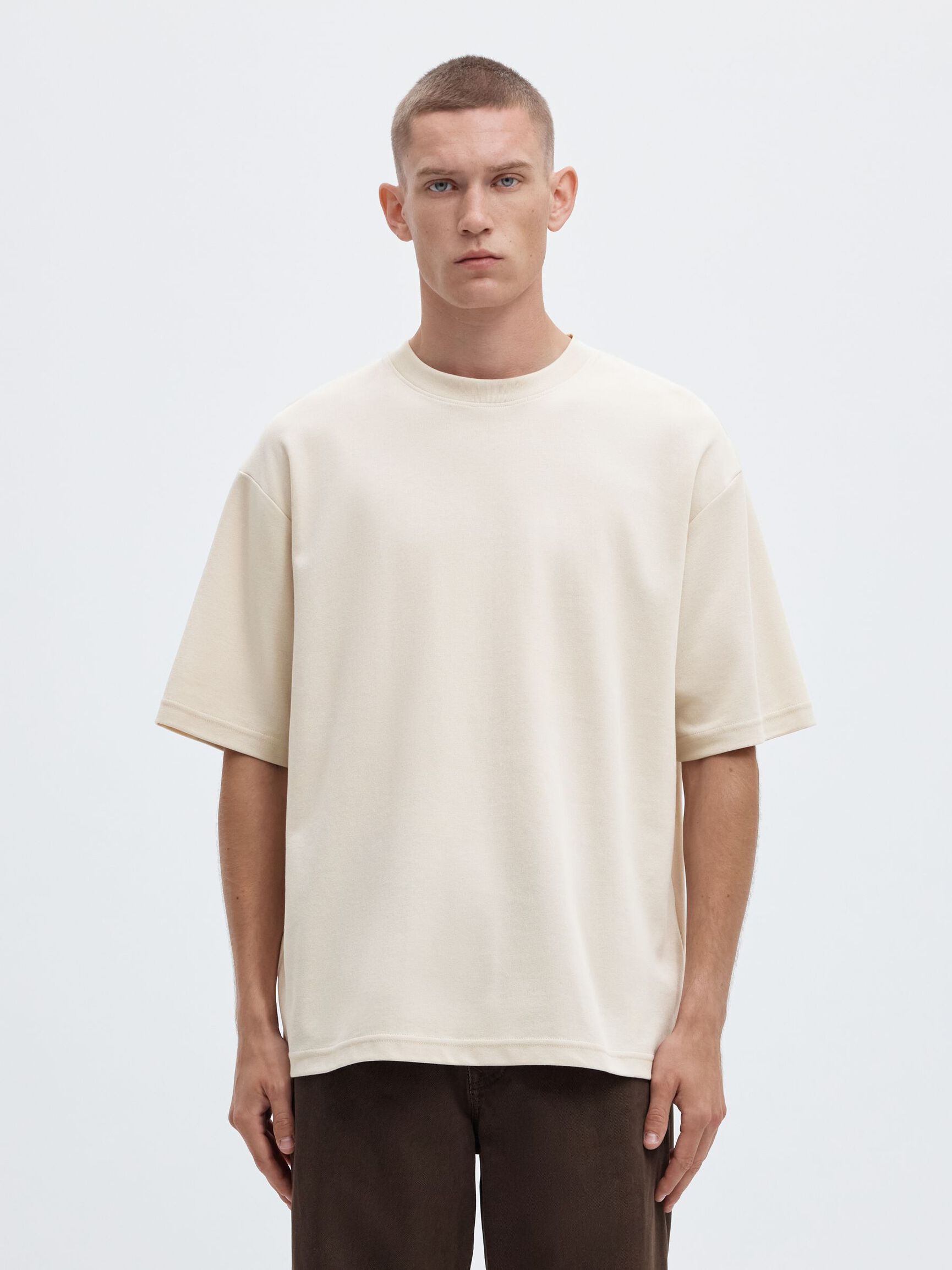 SURDIMENSIONNÉ À MANCHES COURTES T-SHIRT, Oatmeal, highres