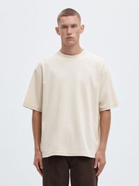 SURDIMENSIONNÉ À MANCHES COURTES T-SHIRT, Oatmeal, highres