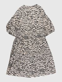 ZEBRA PRINT BALLOON SLEEVES - DRESS, Sandshell, highres