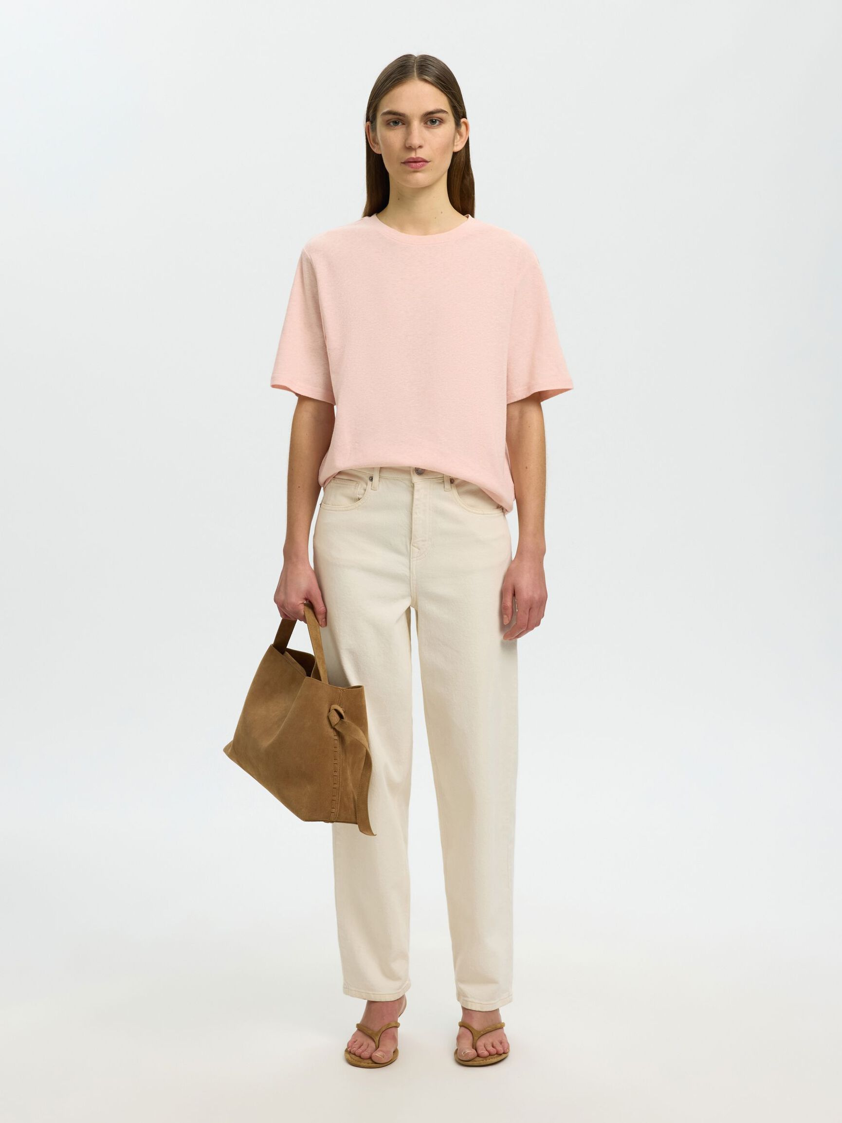 LINEN BLEND T-SHIRT, Pale Dogwood, highres