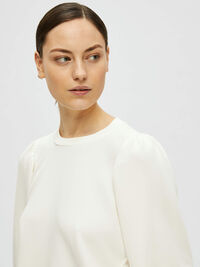 PUFF SLEEVE SWEATSHIRT, Snow White, highres
