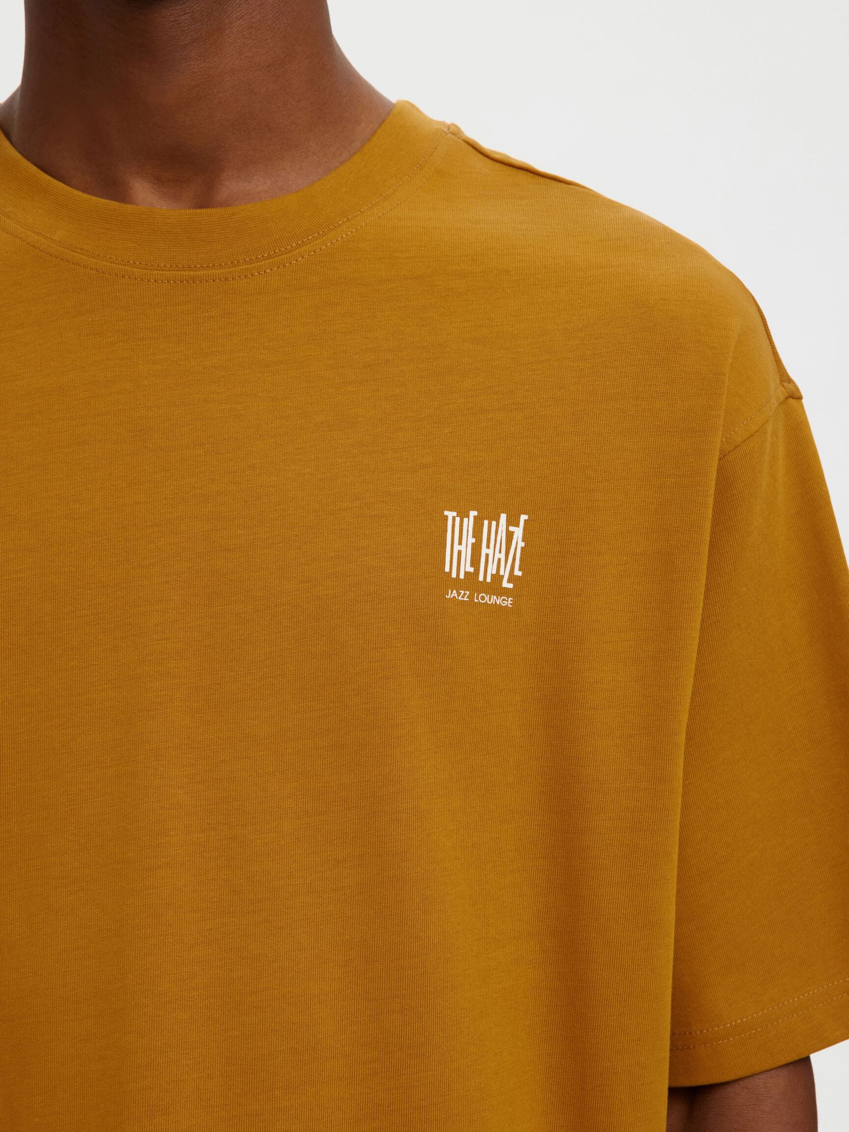 TRYCKTA T-SHIRT MED RUND HALSRINGNING, Golden Brown, highres