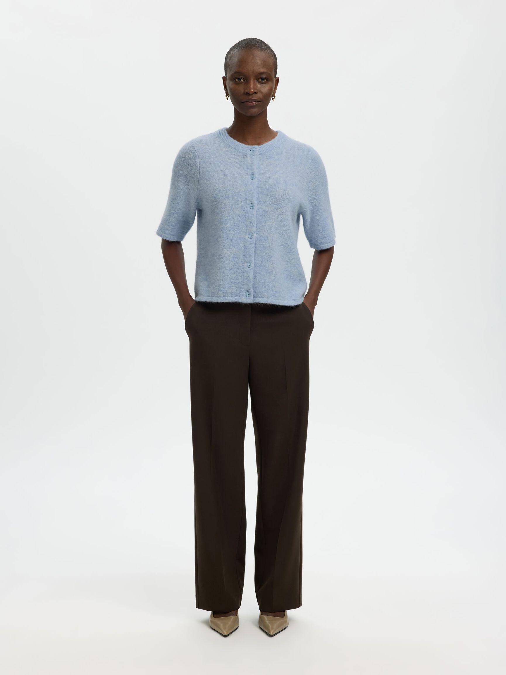 WOLMIX KORTE MOUWEN VEST, Cashmere Blue, highres