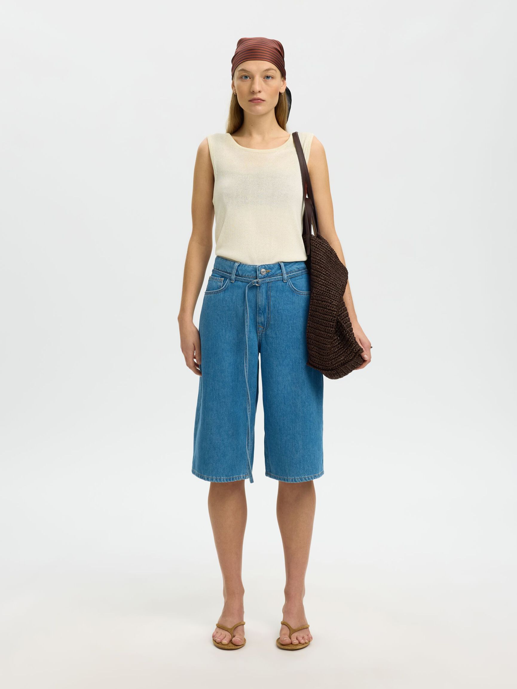 KNITTED TANK TOP, Birch, highres