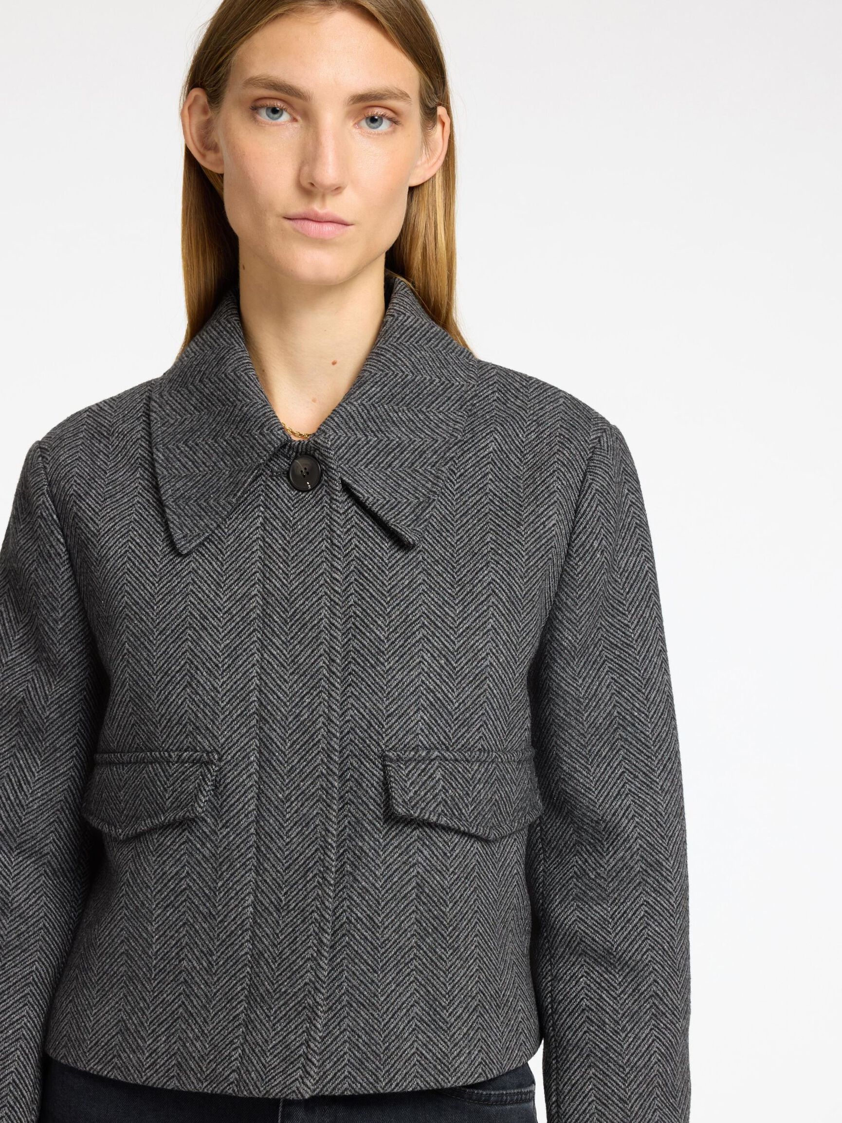 CLASSIC WOOL BLEND JACKET, Volcanic Ash, highres