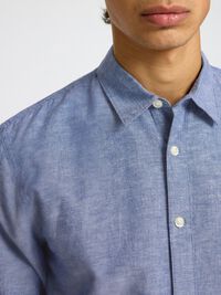 LONG SLEEVED SHIRT, Medium Blue Denim, highres