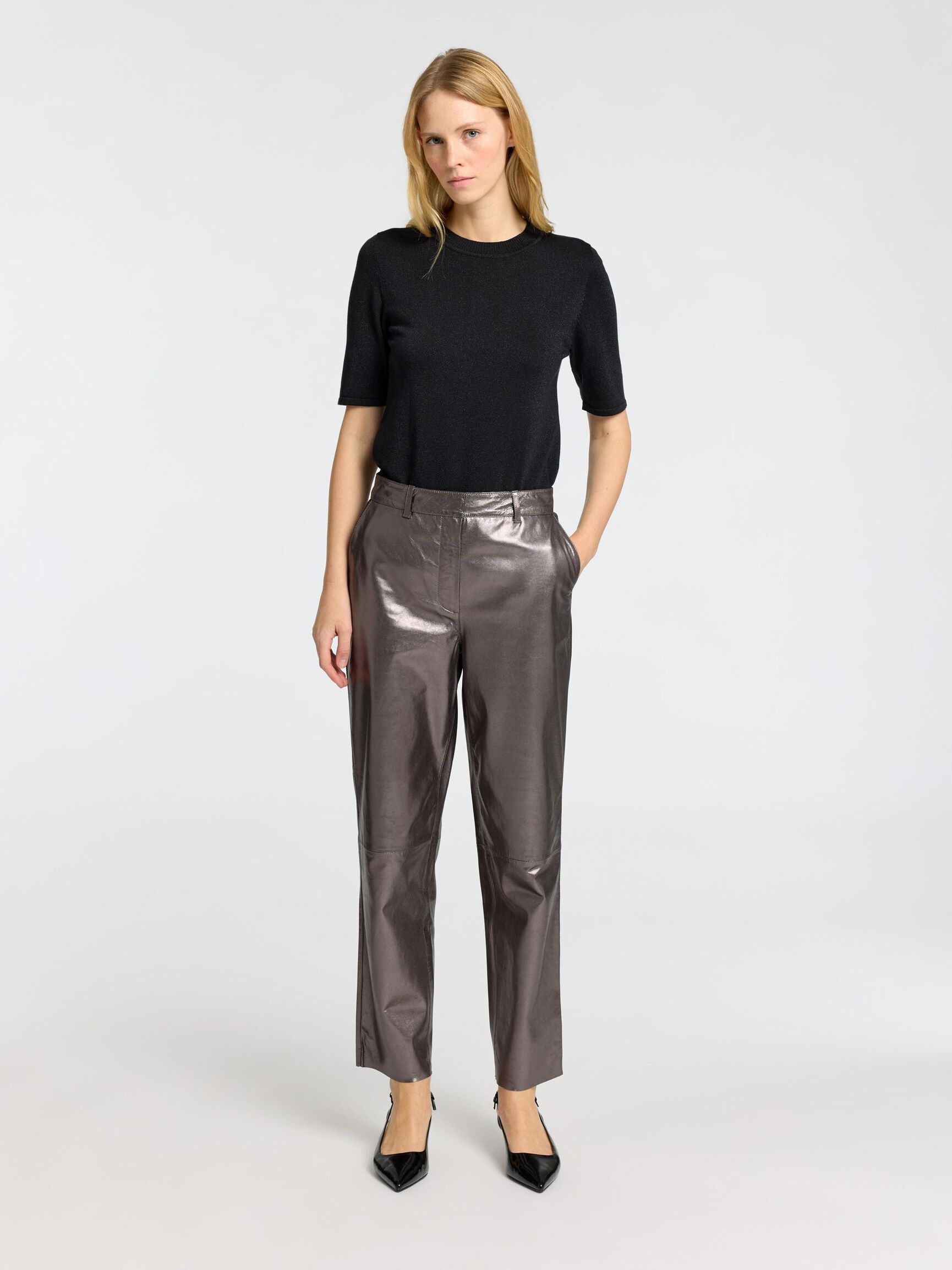 GLITTER GEBREIDE TOP, Black, highres