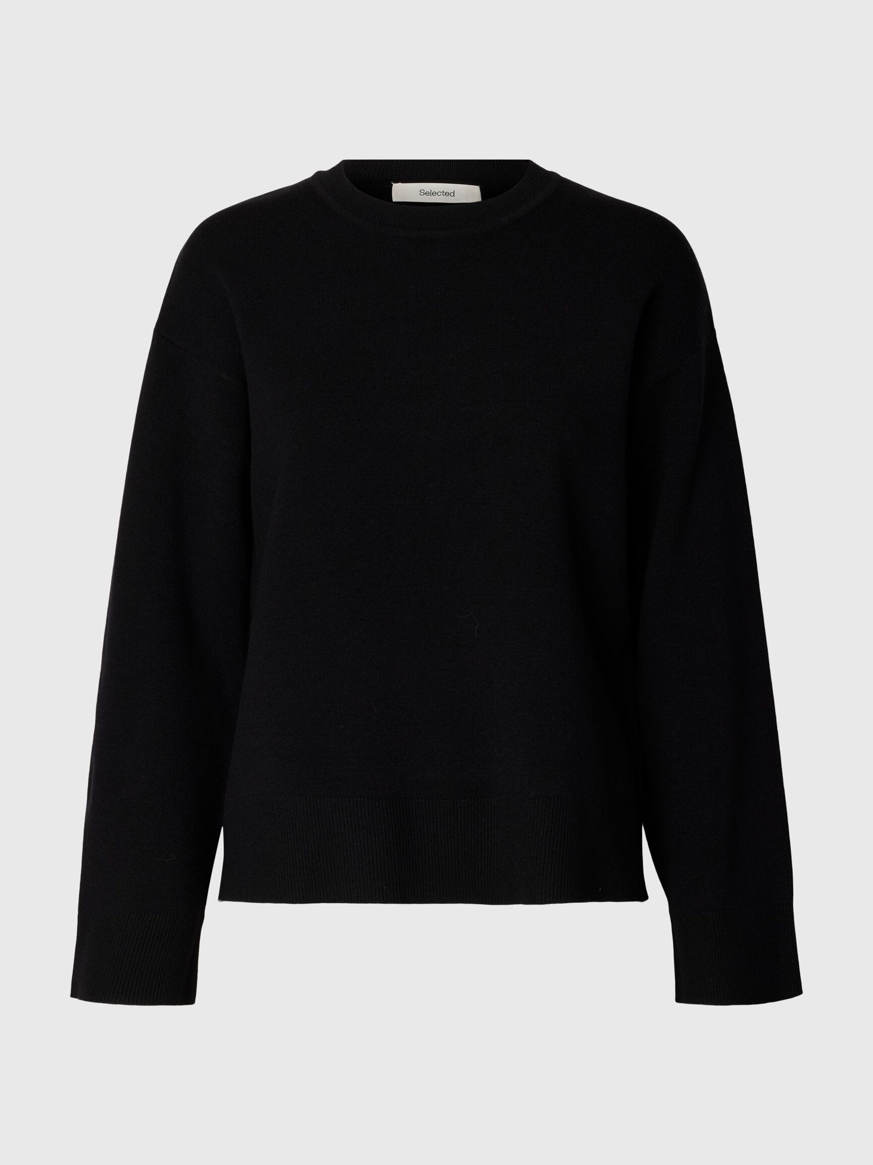 VISCOSE BLEND KNITTED JUMPER, Black, highres