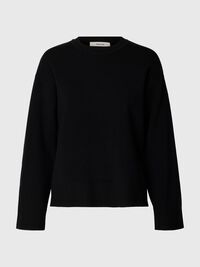 VISCOSE BLEND KNITTED JUMPER, Black, highres