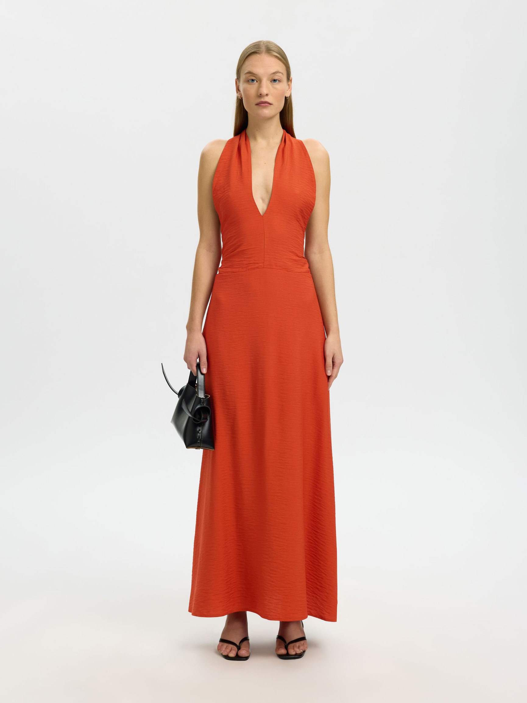 HALTERNECK MAXI DRESS, Potters Clay, highres