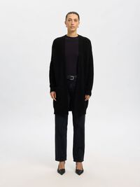 LONG KNITTED CARDIGAN, Black, highres