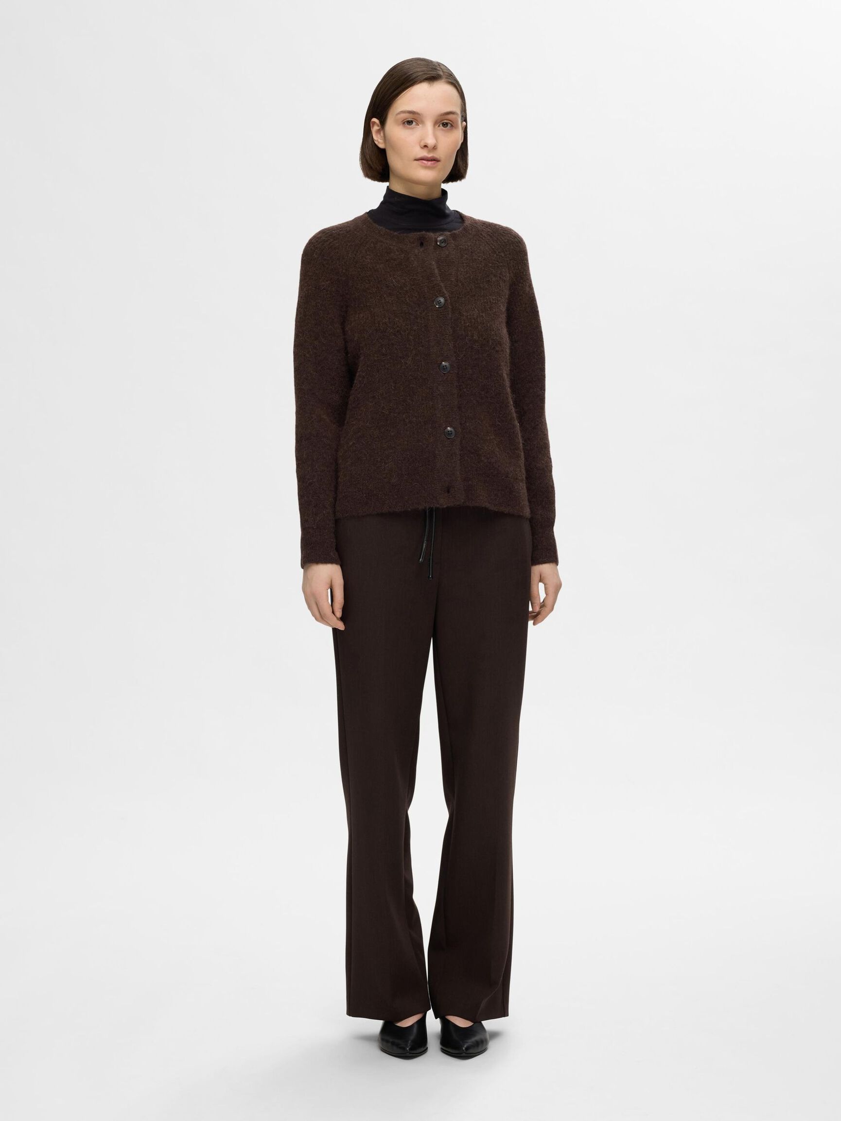 LANGE MOUWEN VEST, Coffee Bean, highres