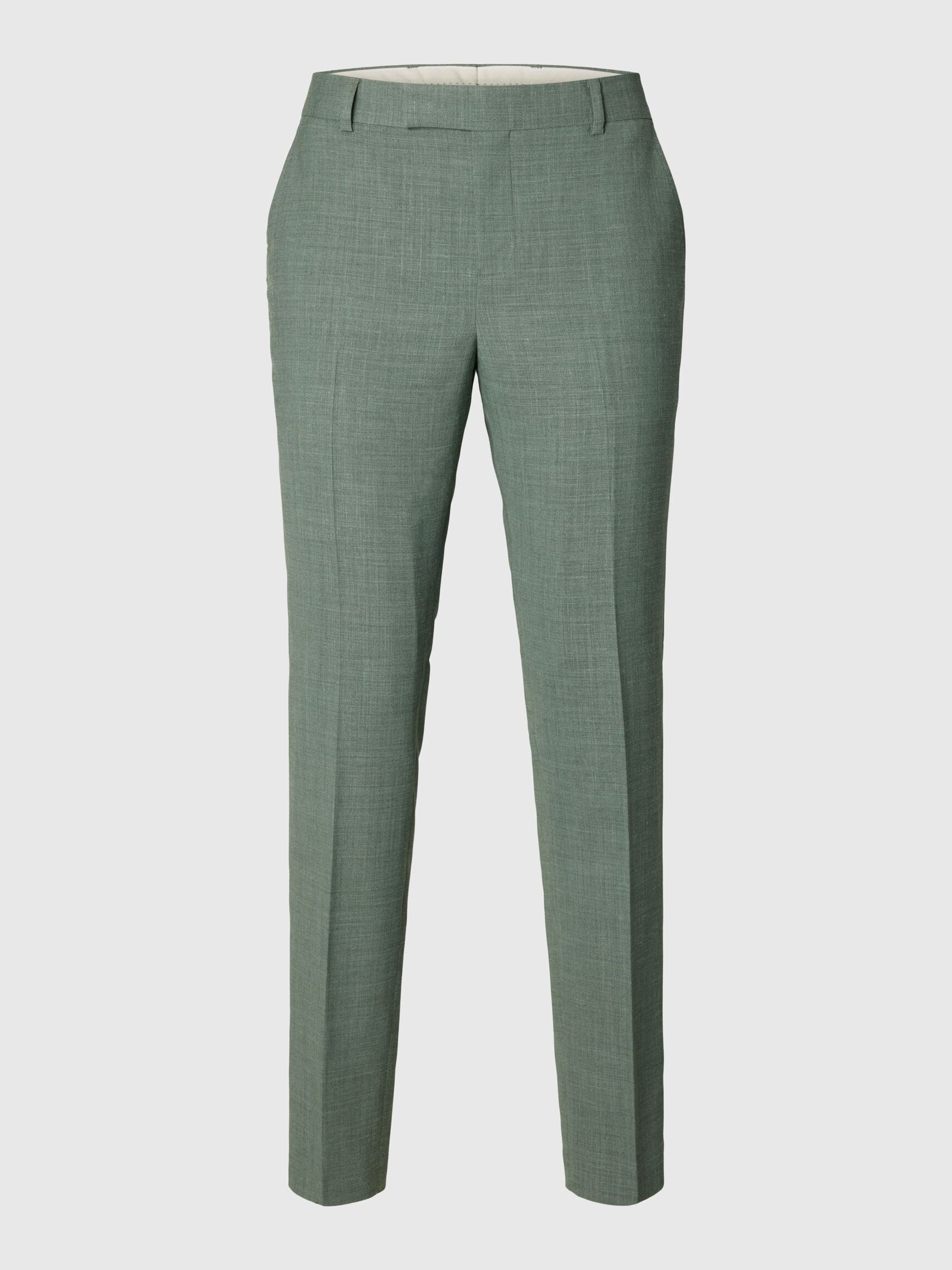 SLIM FIT SUIT TROUSERS, Light Green Melange, highres