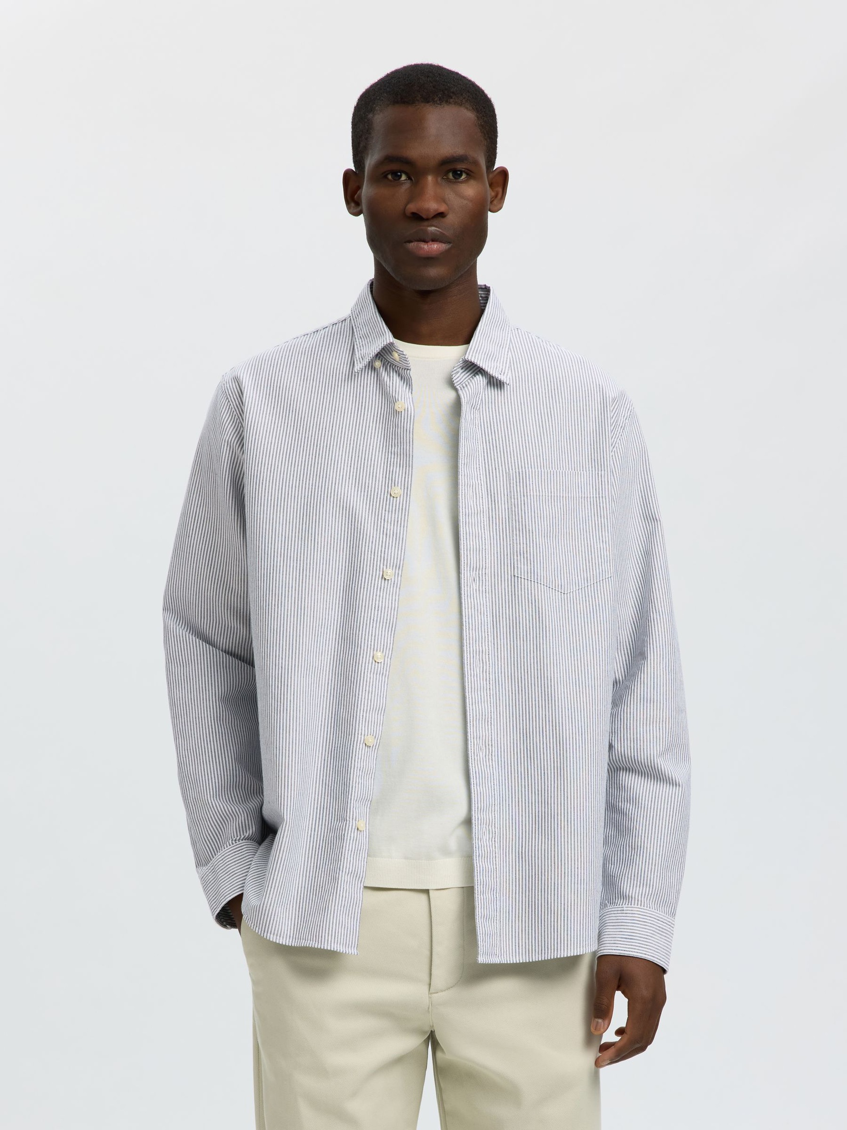 OXFORD LONG SLEEVED SHIRT, Bright White, highres