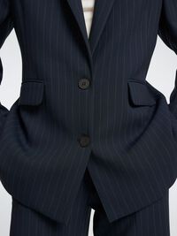 VISCOSE MÉLANGÉE BLAZER SURDIMENSIONNÉ, Dark Sapphire, highres