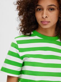 STRIPED BOXY FIT T-SHIRT, Classic Green, highres