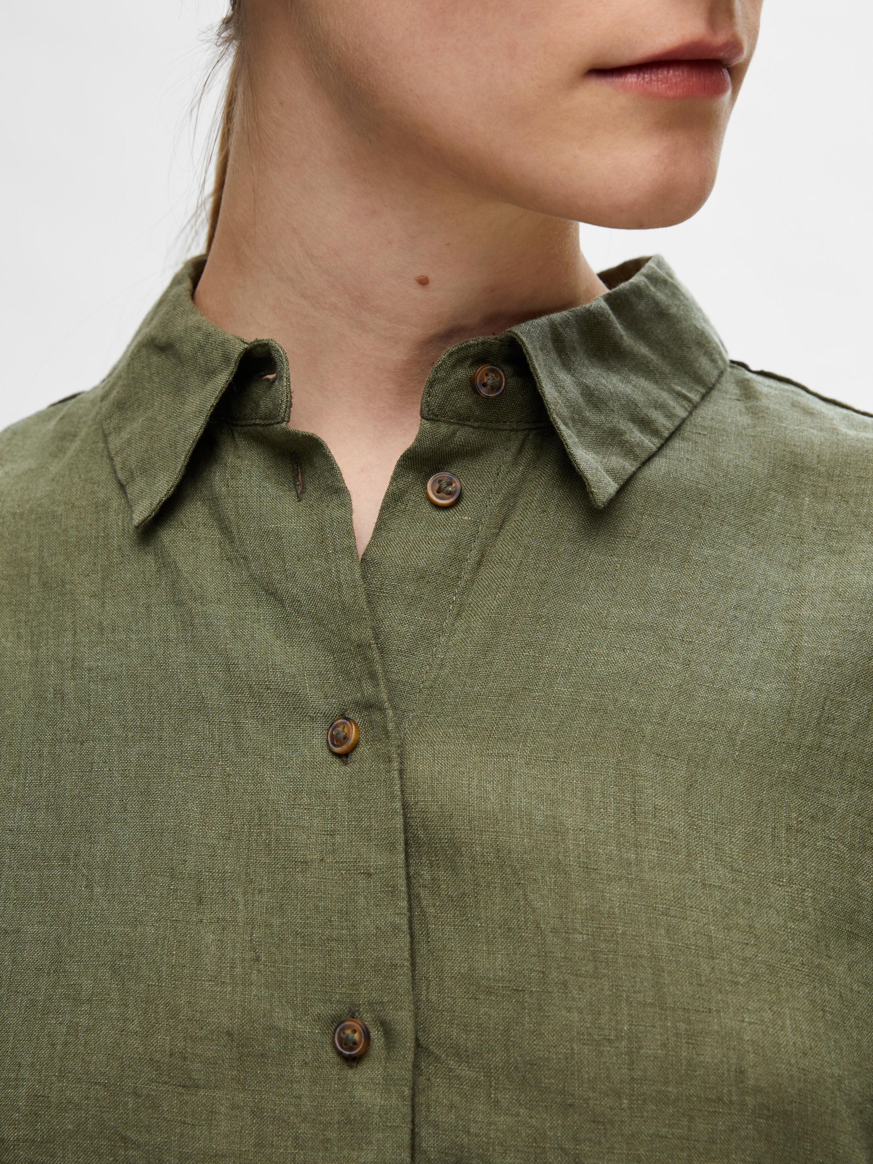 LINEN SHIRT | Green | Selected