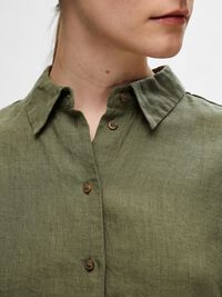LINEN SHIRT, Olivine, highres