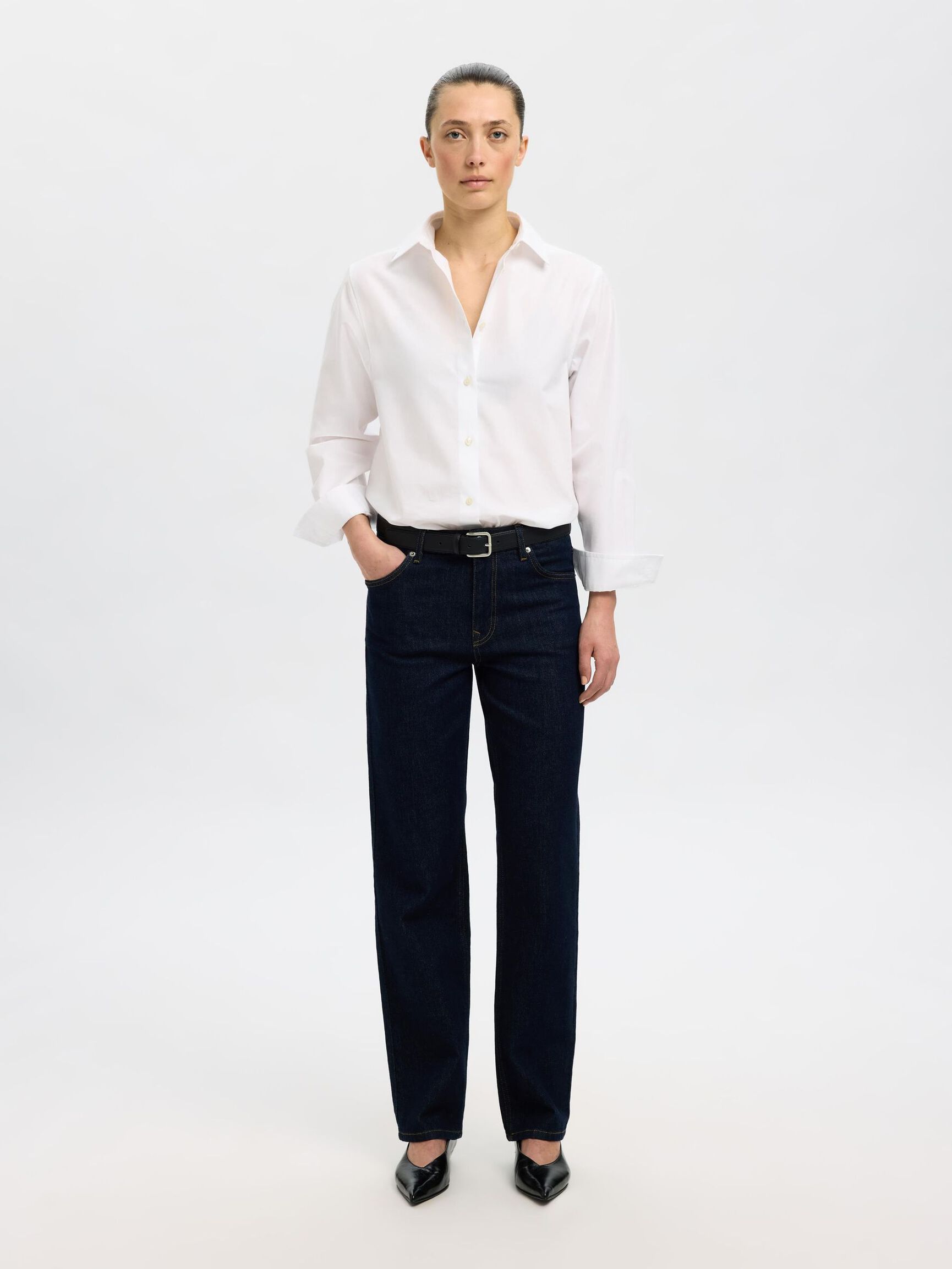 COTTON RELAXED FIT SHIRT, Bright White, highres
