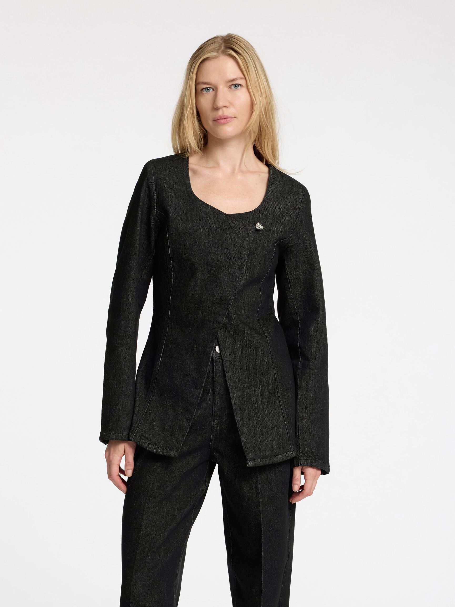 DENIM BLAZER, Black Denim, highres