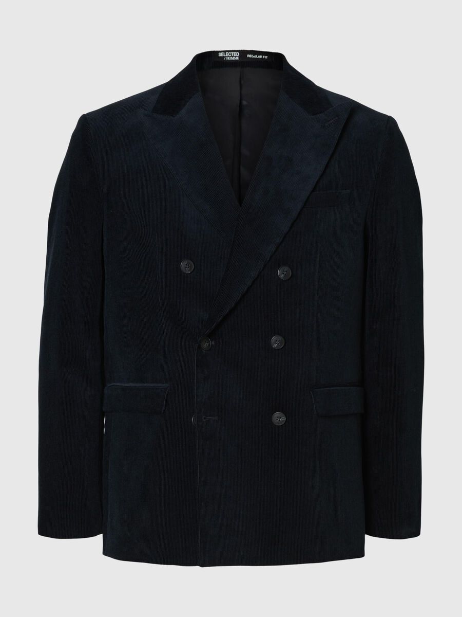 Selected REGULAR FIT CORDUROY DOUBLE-BREASTED BLAZER, Sky Captain, highres - 16094866_SkyCaptain_1125979_001.jpg