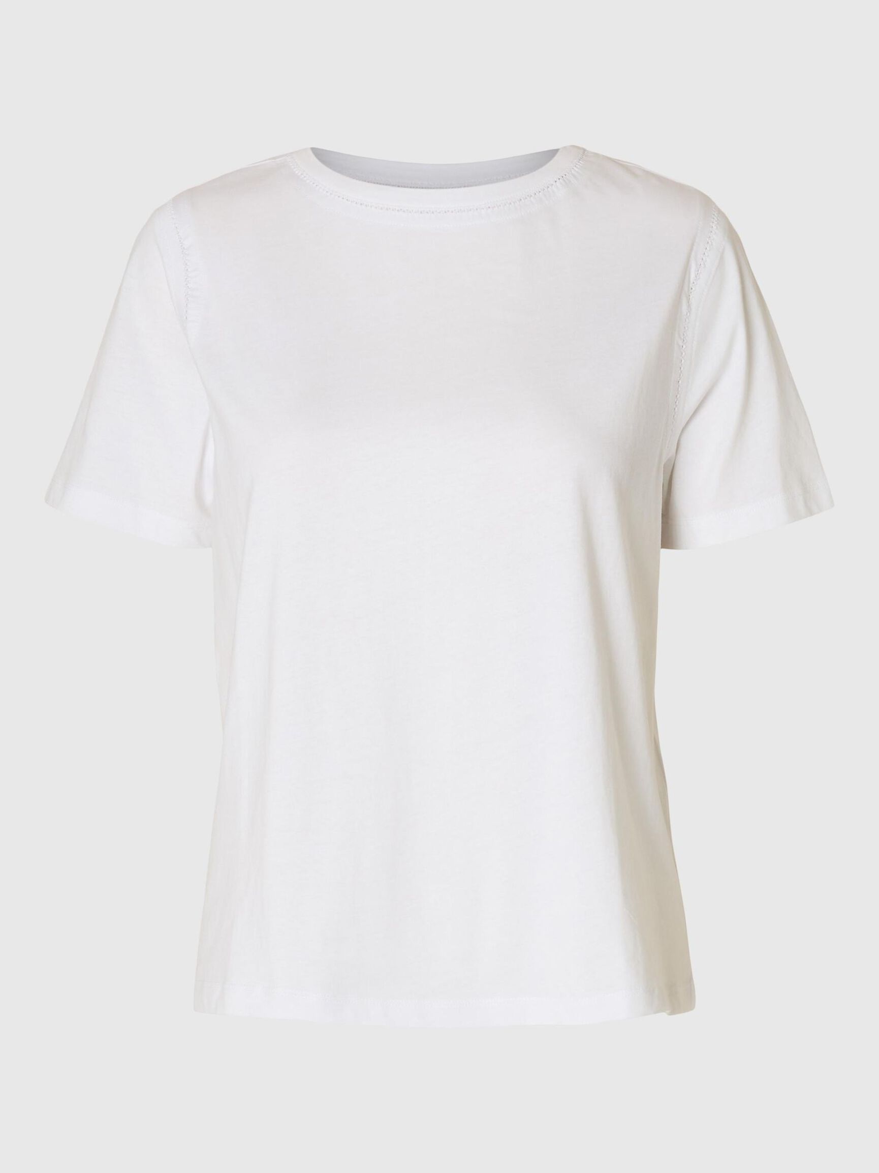 DETAILED 100% BAUMWOLL T-SHIRT, Bright White, highres