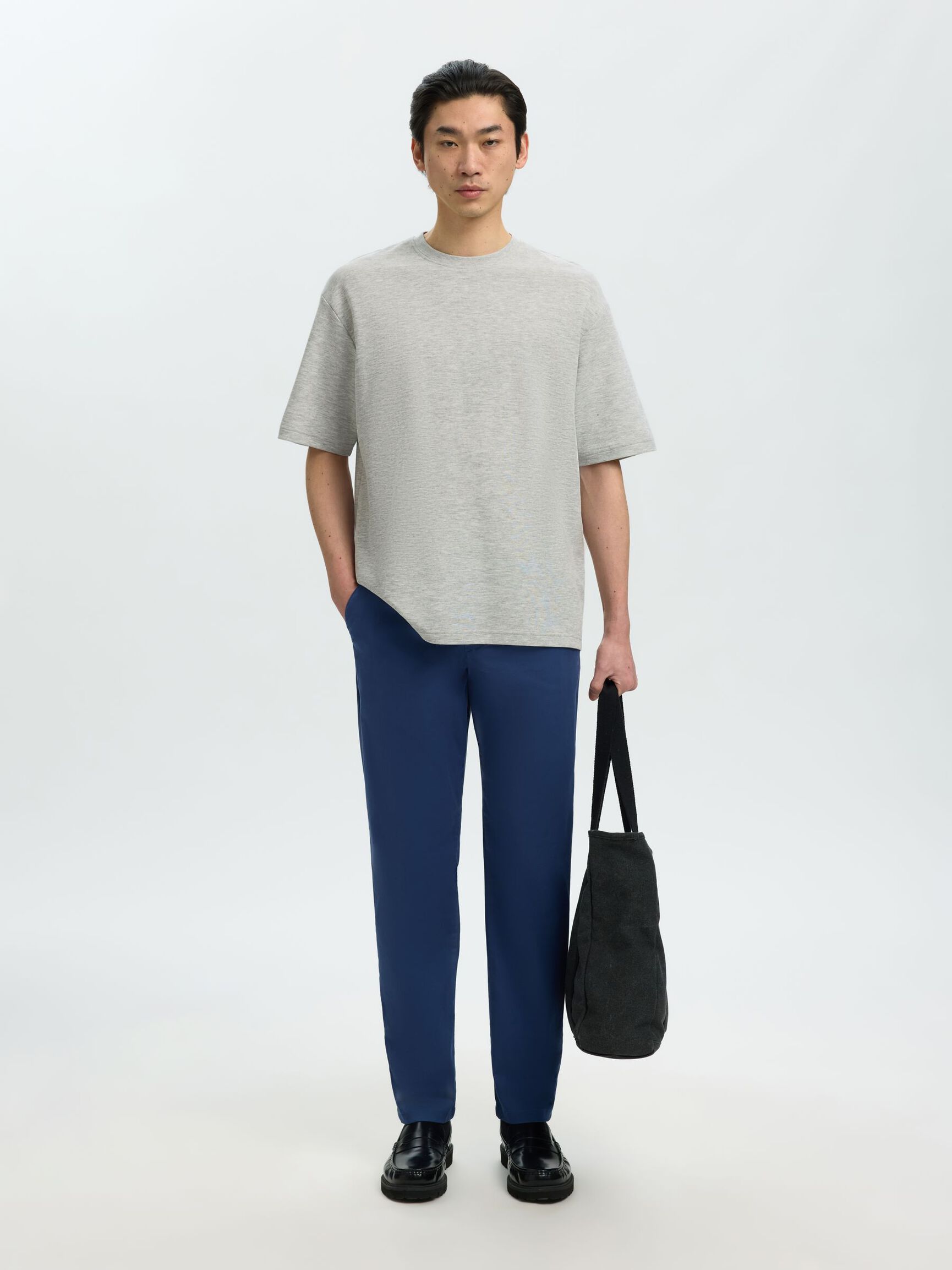 LOOSE FIT T-SHIRT, Light Grey Melange, highres