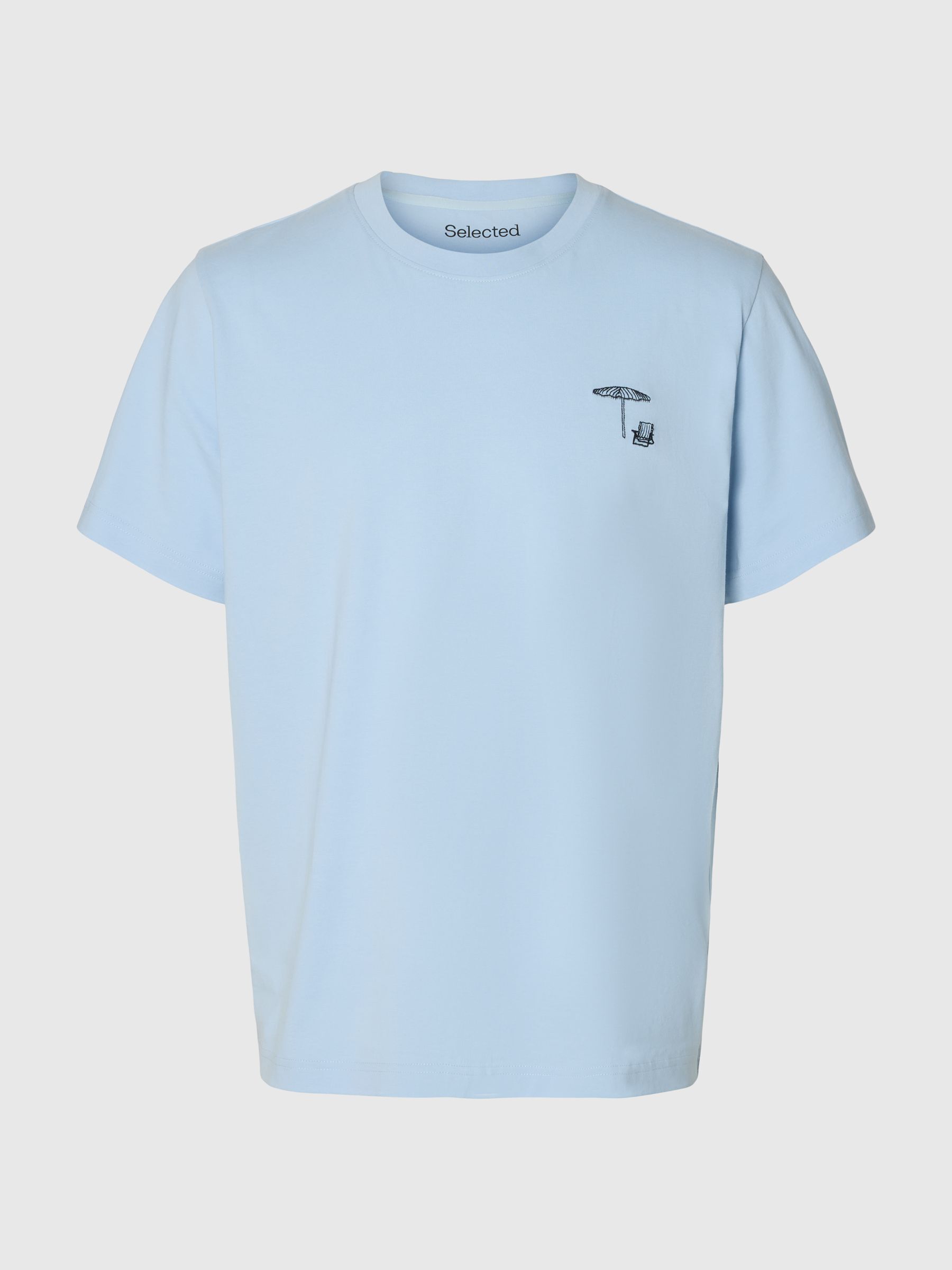 REGULAR FIT COTTON T-SHIRT, Cashmere Blue, highres