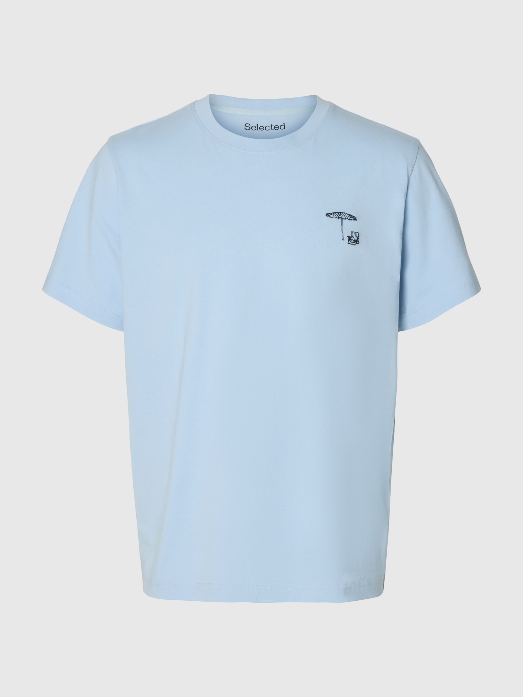 REGULAR FIT COTTON T-SHIRT, Cashmere Blue, highres