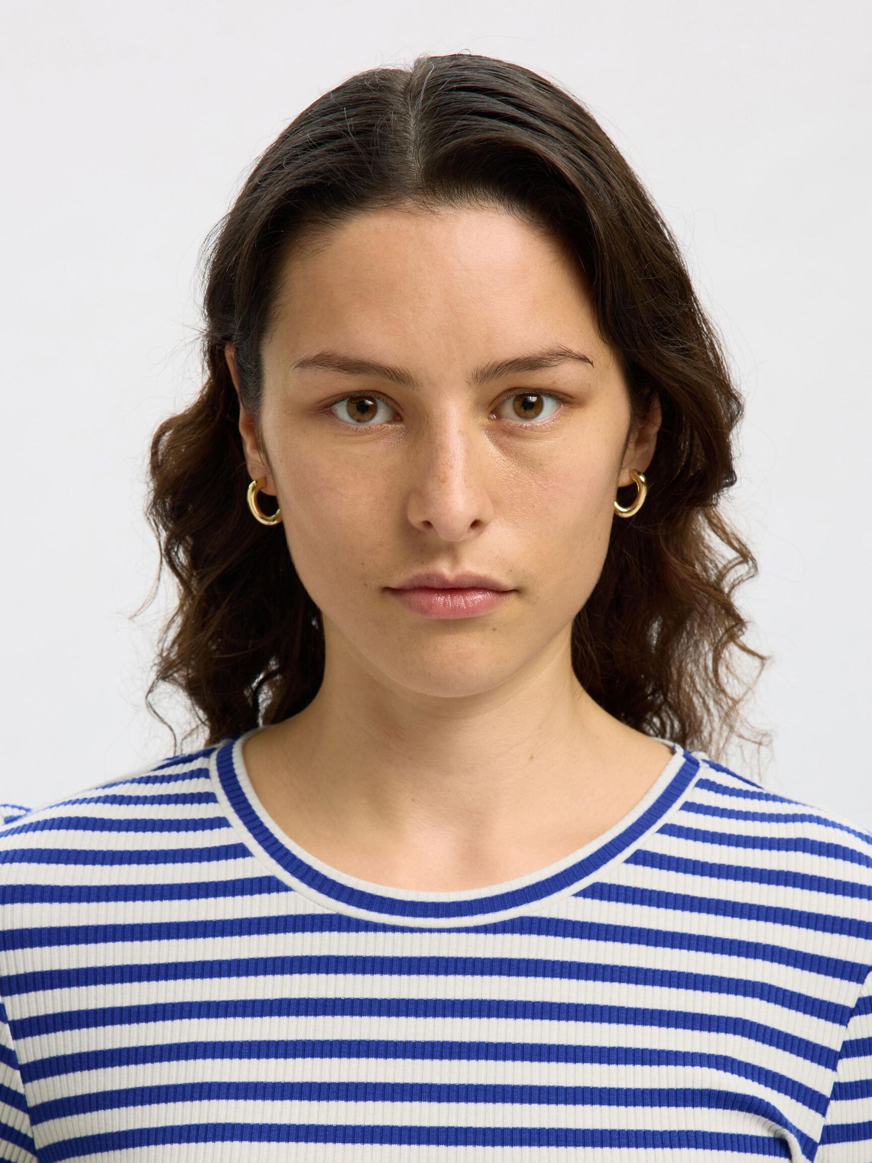 STRIPED LONG-SLEEVED T-SHIRT, Dazzling Blue, highres