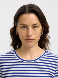 STRIPED LONG-SLEEVED T-SHIRT, Dazzling Blue, highres