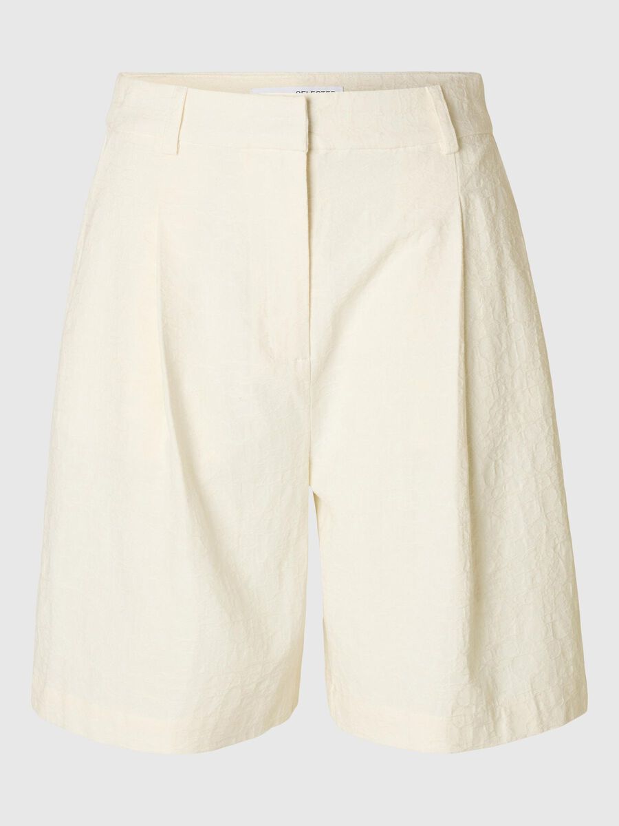Selected COTTON BLEND JACQUARD SHORTS, Snow White, highres - 16097916_SnowWhite_001.jpg