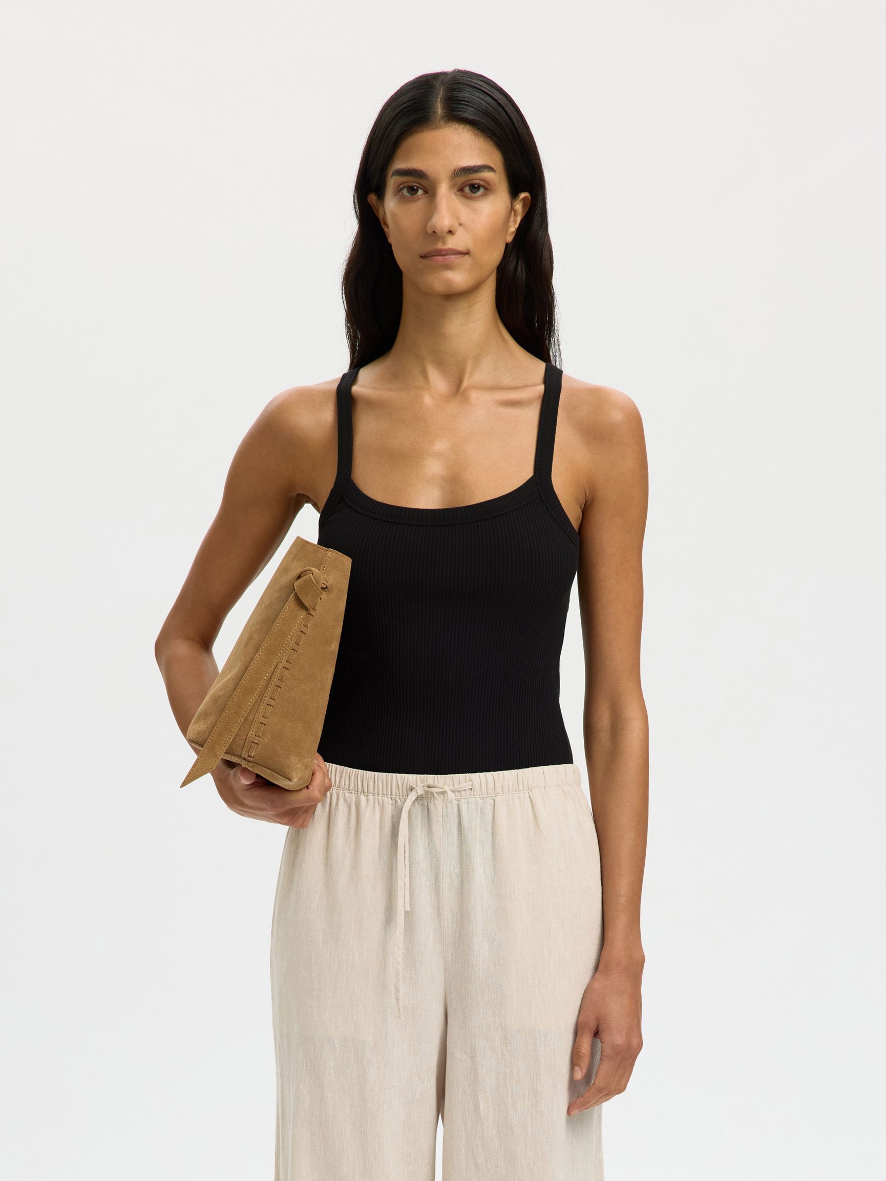 COTTON TANK TOP, Black, highres