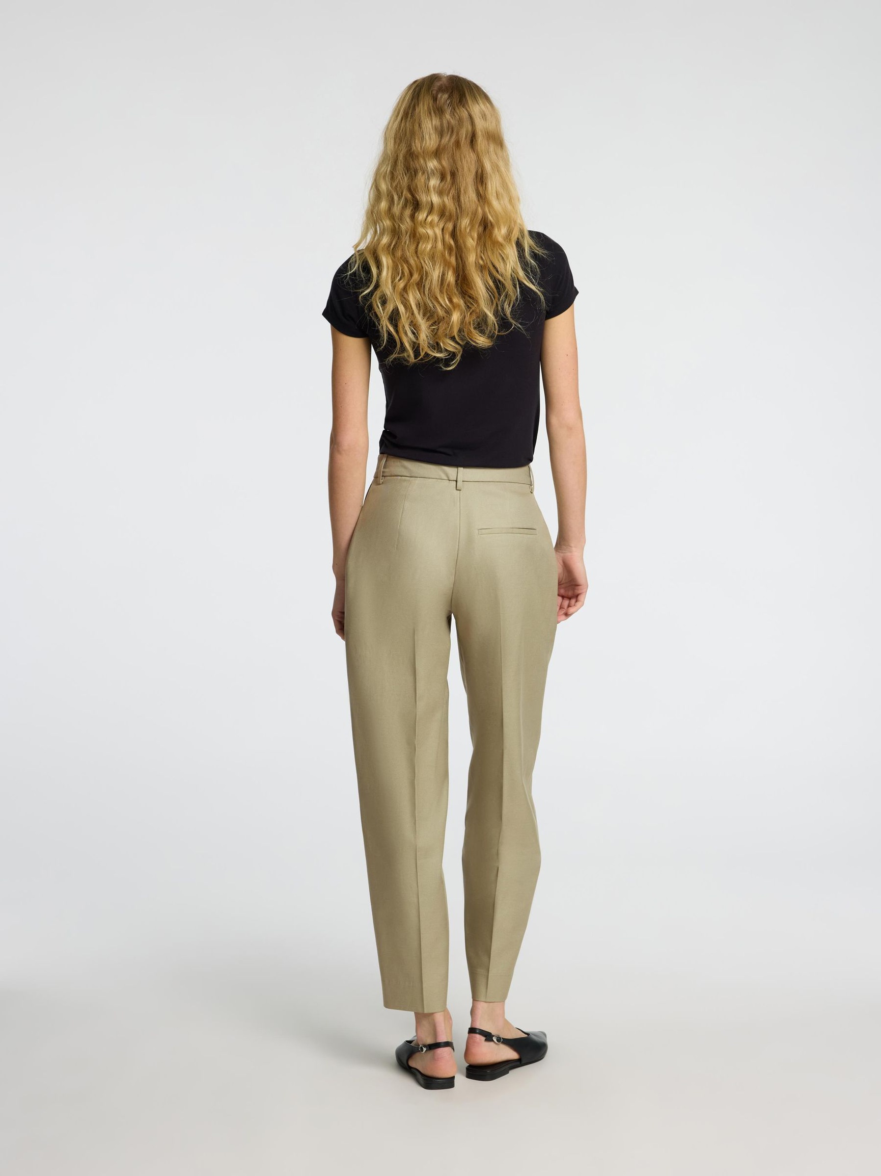 MID WAIST BARREL FIT TROUSERS, Vetiver, highres
