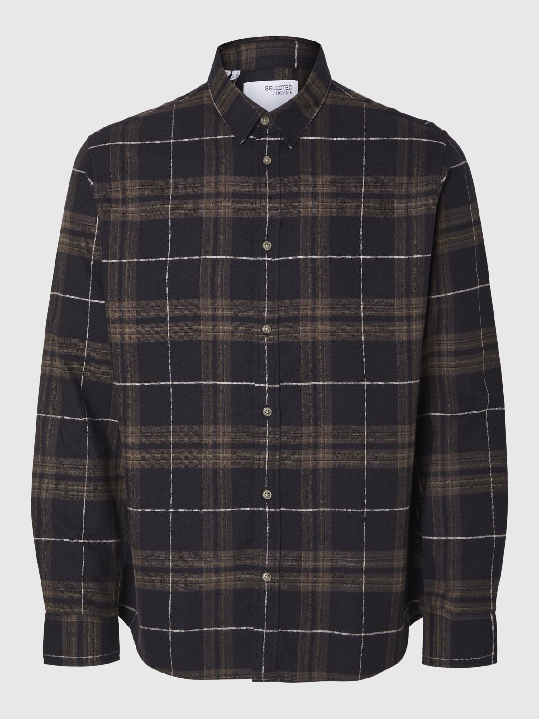 FLANNEL SHIRT, Black, highres