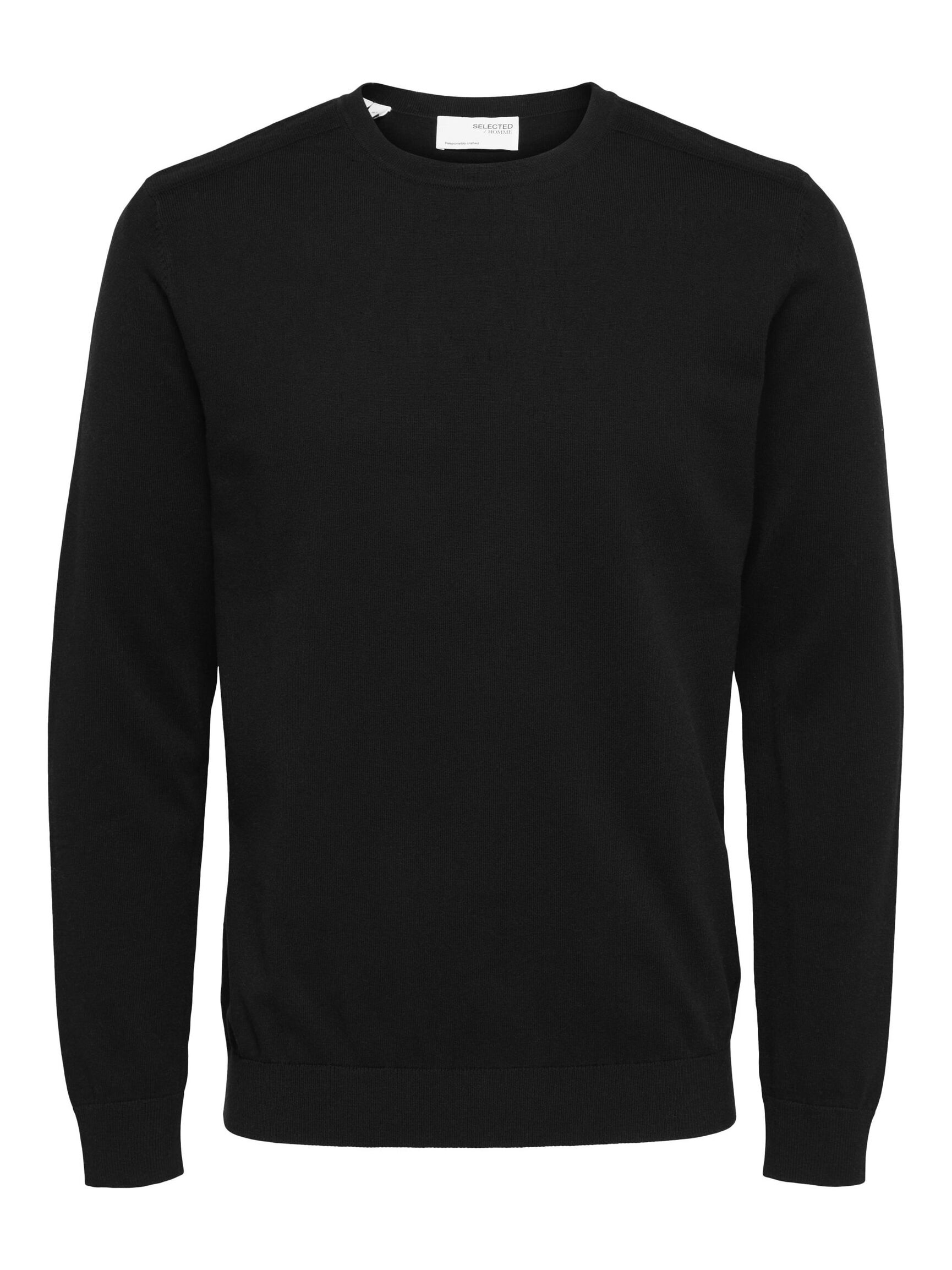 LONG-SLEEVED KNITTED JUMPER, Black, highres
