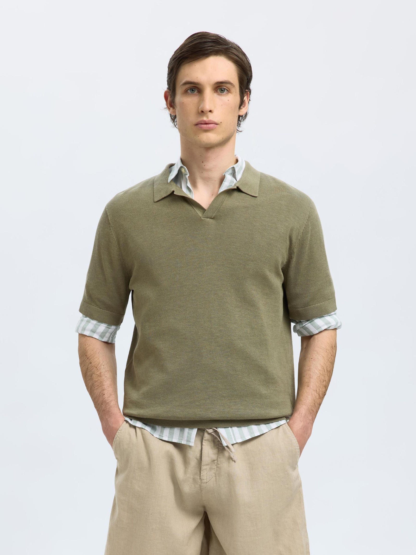 CAMICIA POLO IN MAGLIA, Vetiver, highres