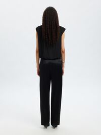 SLEEVELESS V-NECK TOP, Black, highres