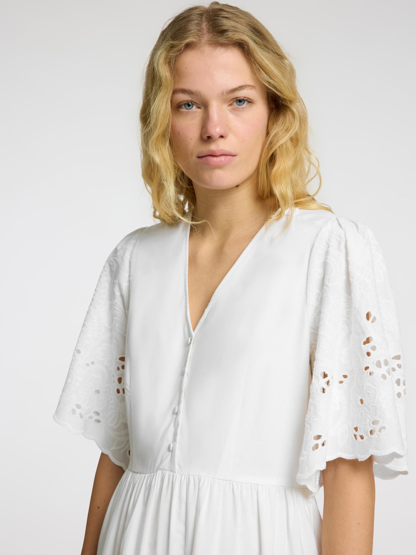 EMBROIDERED MINI DRESS, Bright White, highres