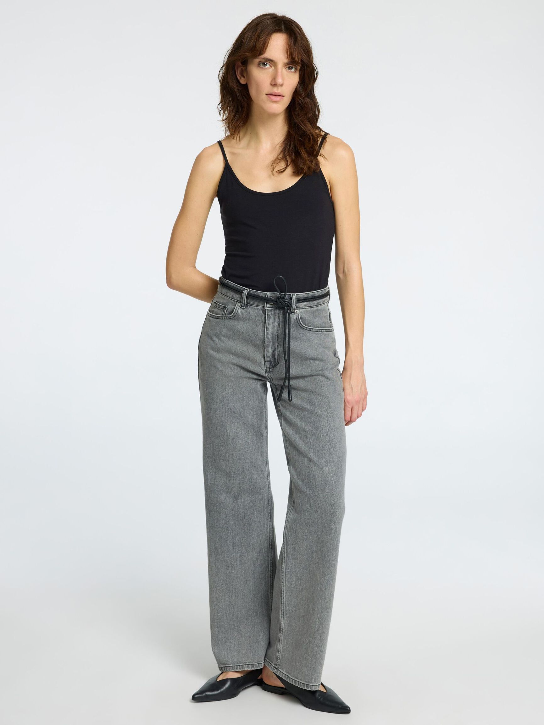 SLIM FIT TRÄGERTOP, Black, highres