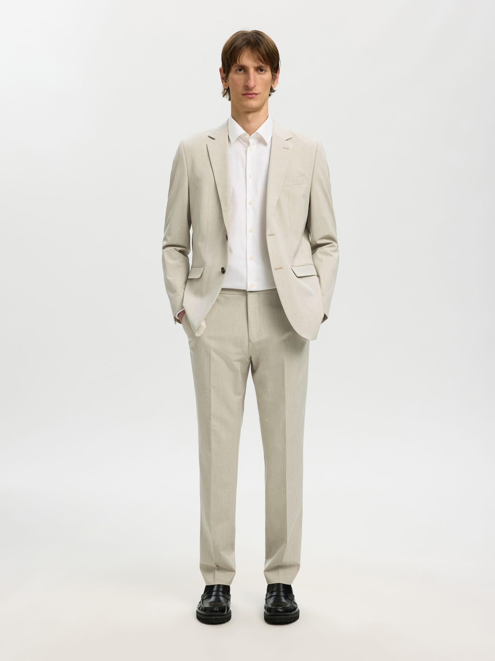 175 SLIM FIT TROUSERS, Oatmeal, highres