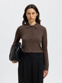 100% MERINOULD STRIKKET POLOSHIRT, Delicioso, highres