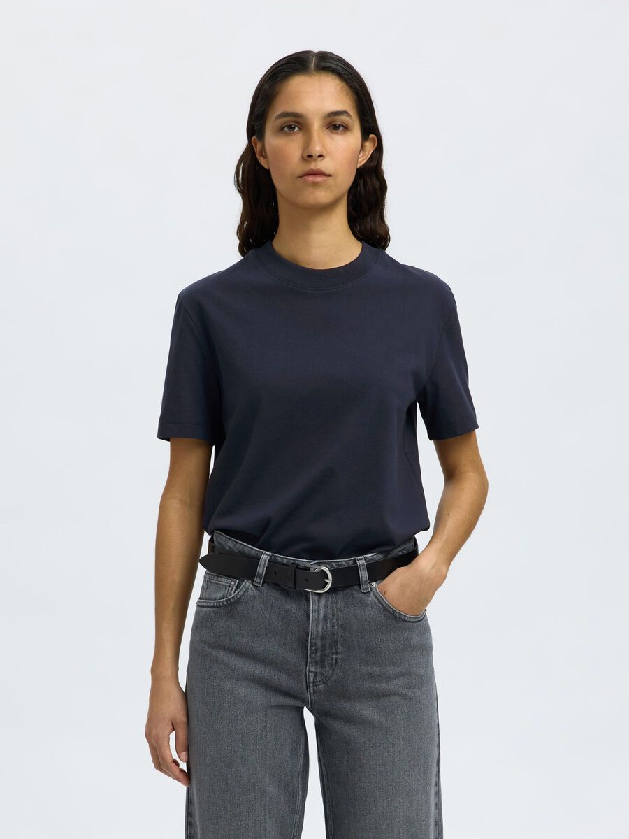 Selected MOCK-NECK T-SHIRT, Dark Sapphire, highres - 16092428_DarkSapphire_003.jpg