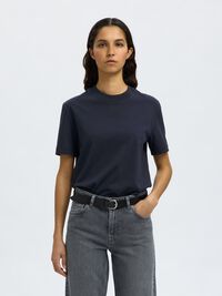 MOCK-NECK T-SHIRT, Dark Sapphire, highres