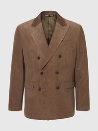 REGULAR FIT CORDUROY  DOUBLE-BREASTED BLAZER, Brownie, highres
