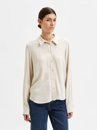 VISCOSE BLEND SHIRT, Sandshell, highres